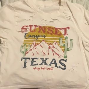 Electric pink brand sunset canyon Texas t shirt
